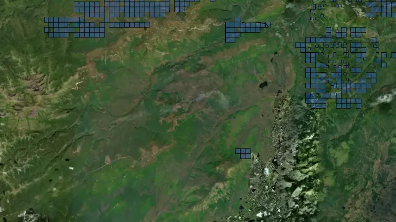 Alaska State Mining Claims in Alaska, drawn over satellite imagery