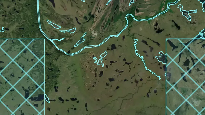 Fish & Wildlife Areas in Alaska, drawn over satellite imagery