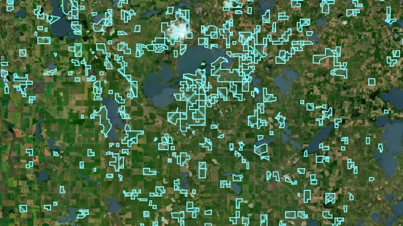 Fish & Wildlife Areas in Alabama, drawn over satellite imagery