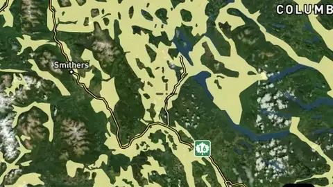 Quaternary in the Detector Maps app, British Columbia