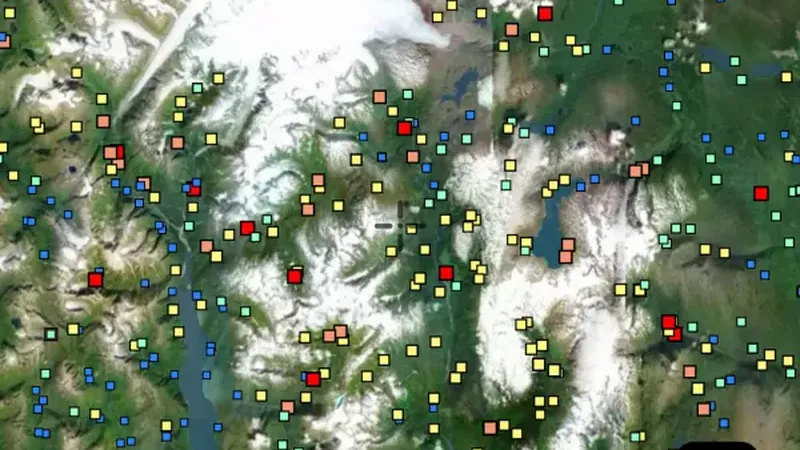 Regional Stream Sediments in the Detector Maps app, British Columbia