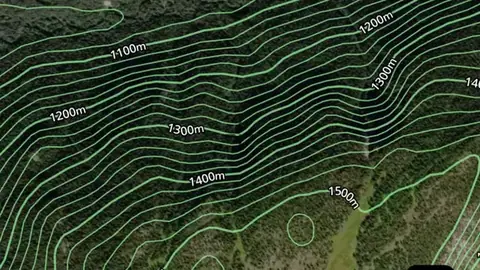 Contours in the Detector Maps app, British Columbia