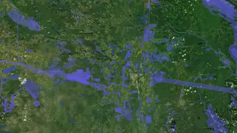 Crown Land Tenures in British Columbia, drawn over satellite imagery
