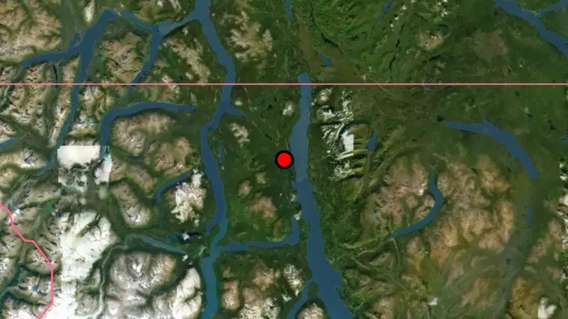 Fire Locations in British Columbia, drawn over satellite imagery