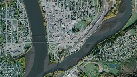 Recreational Panning Reserves in British Columbia, drawn over satellite imagery