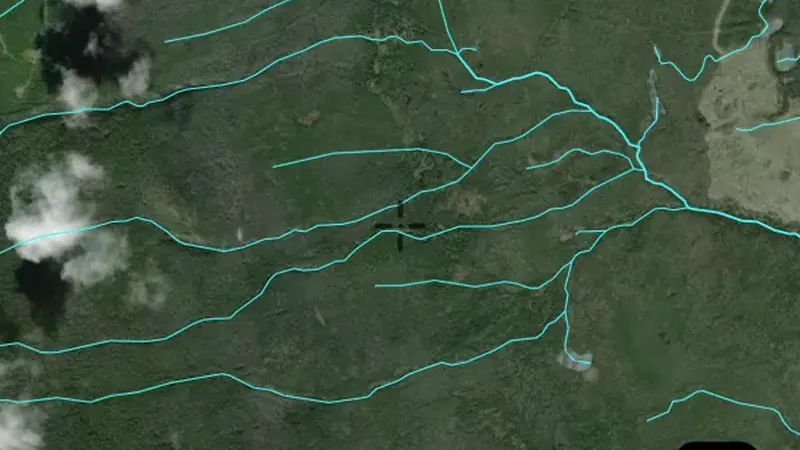 Watercourses in the Detector Maps app, British Columbia