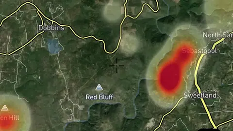 Historic Lode Claim Heatmap in the Detector Maps app, California