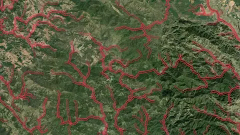 Critical Habitat Areas in California, drawn over satellite imagery