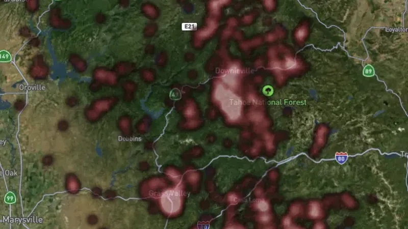 Lode Gold Heatmap in the Detector Maps app, California