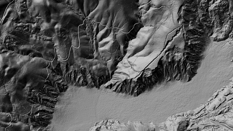 Dynamic LiDAR™ in California, drawn over satellite imagery