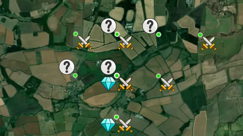 Bronze Age Finds in England, drawn over satellite imagery