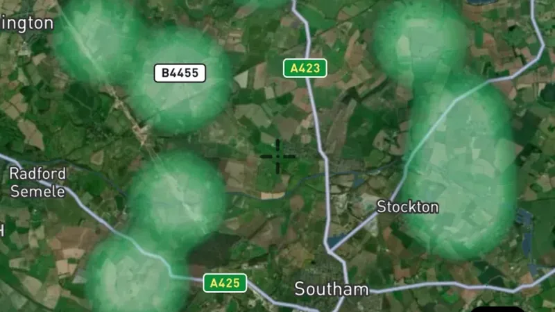 Bronze Age Finds Heatmap in the Detector Maps app, England