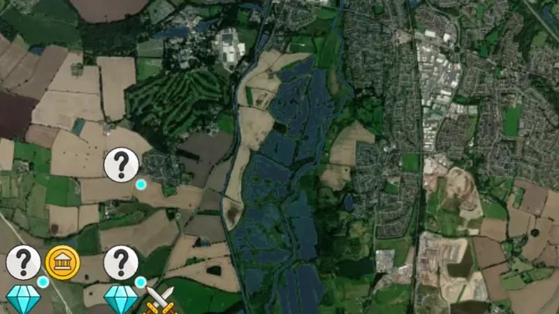 Early Medieval Finds in England, drawn over satellite imagery