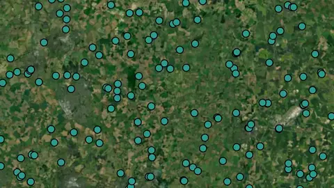 Historic in England, drawn over satellite imagery