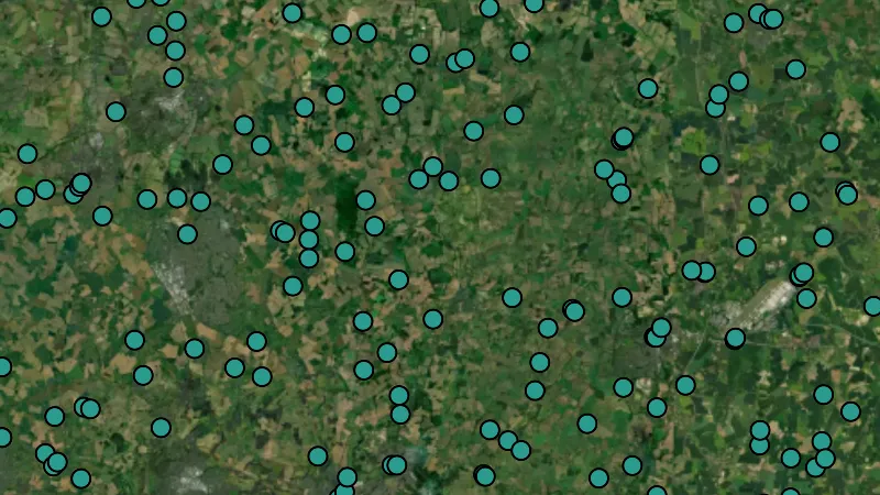 Historic in England, drawn over satellite imagery