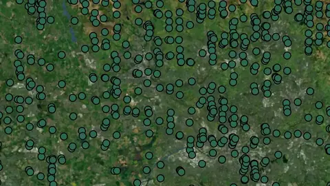 Land & Natural in England, drawn over satellite imagery