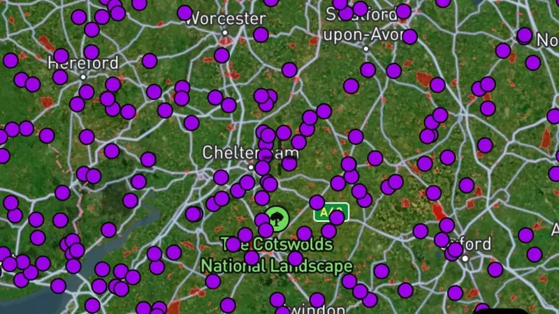Hillforts England in the Detector Maps app, England