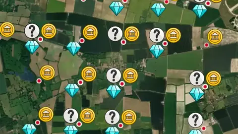 Iron Age Finds in England, drawn over satellite imagery