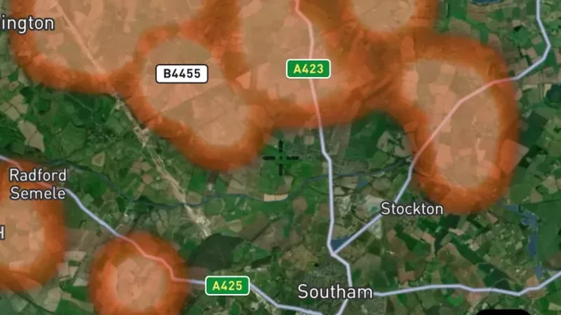 Iron Age Finds Heatmap in the Detector Maps app, England