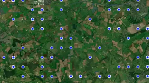 Medieval Finds in England, drawn over satellite imagery