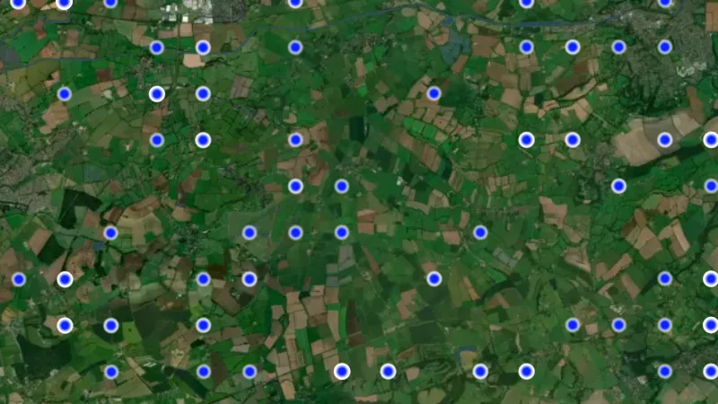 Medieval Finds in England, drawn over satellite imagery