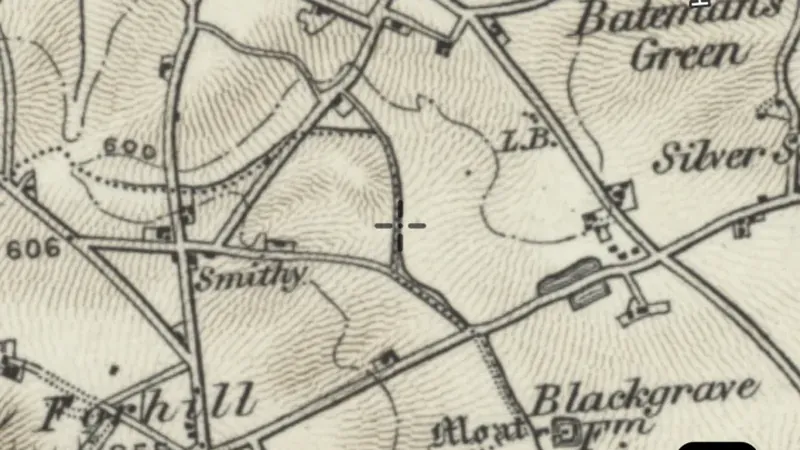 OS One-Inch 'Hills' 1885-1903 (1:63,360) in the Detector Maps app, England