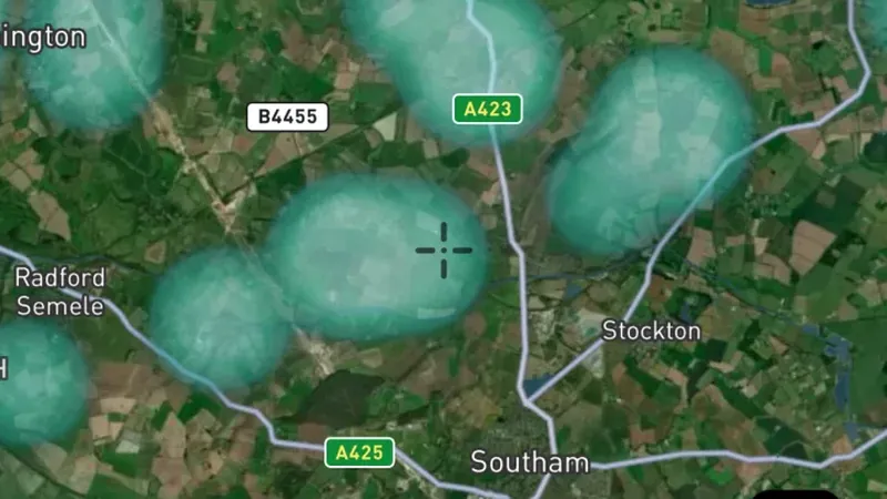 Other Finds Heatmap in the Detector Maps app, England