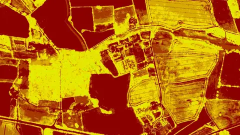 Dynamic NDVI™ in England, drawn over satellite imagery