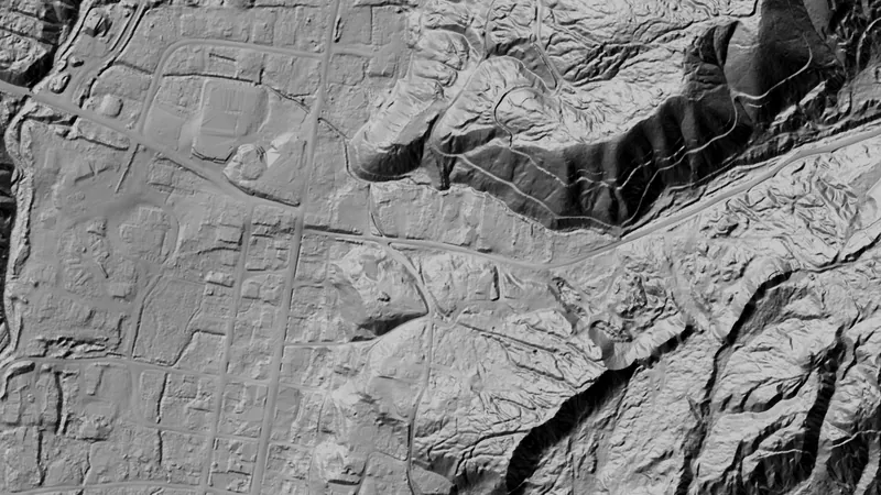 Dynamic LiDAR™ in Idaho, drawn over satellite imagery