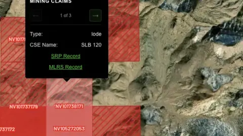 Active Lode Claims in the Detector Maps app, Montana