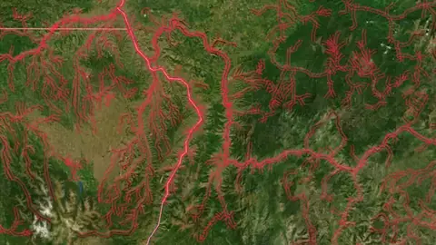 Critical Habitat Areas in Montana, drawn over satellite imagery