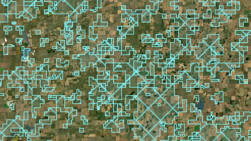 Fish & Wildlife Areas in Montana, drawn over satellite imagery