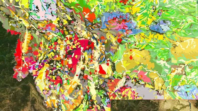 Detailed State Geology in Montana, drawn over satellite imagery