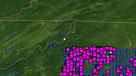 Stream Concentrate Geochemistry in North Carolina, drawn over satellite imagery