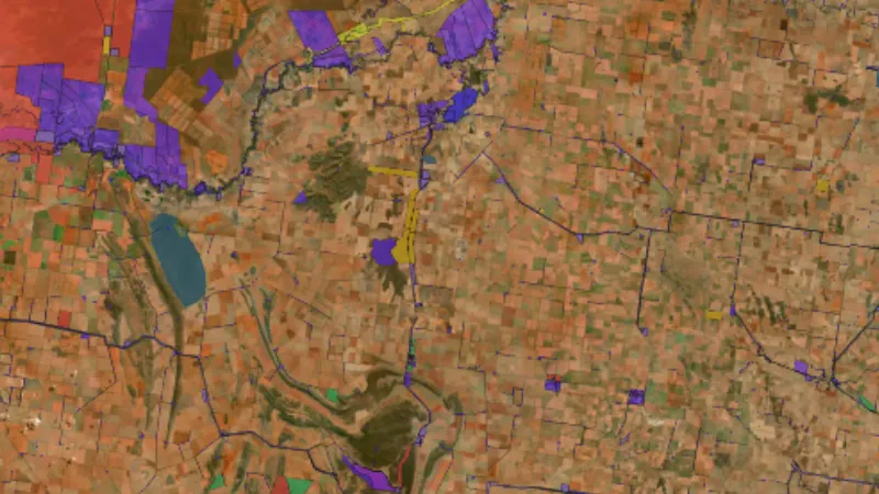 Prospecting Access in New South Wales, drawn over satellite imagery