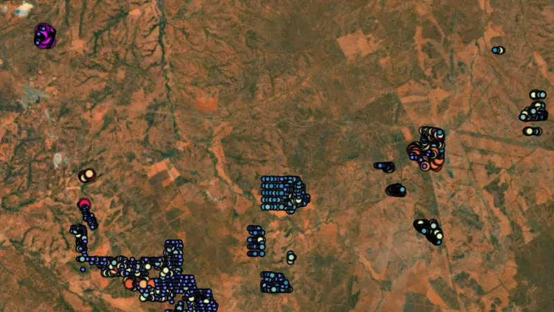 Surface Drill in New South Wales, drawn over satellite imagery