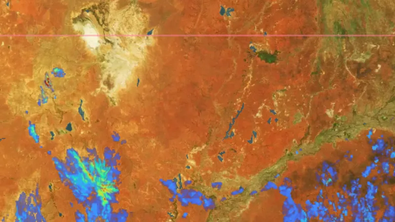 Gold Prospectivity in New South Wales, drawn over satellite imagery
