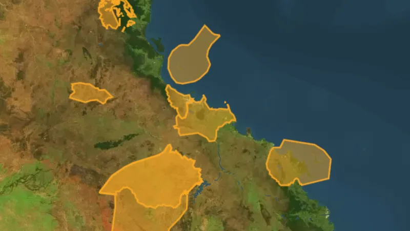 NT Claims in New South Wales, drawn over satellite imagery