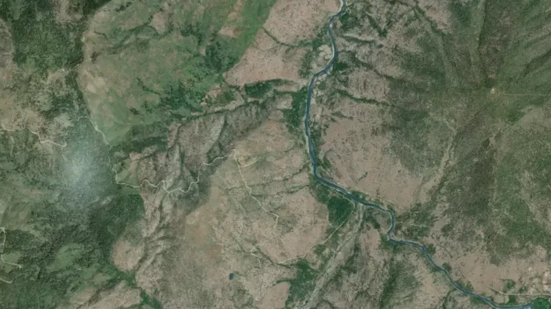 Historic Tunnel Claim Heatmap in Oregon, drawn over satellite imagery