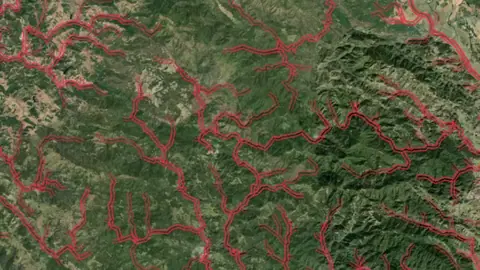 Critical Habitat Areas in Oregon, drawn over satellite imagery