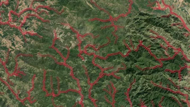 Critical Habitat Areas in Oregon, drawn over satellite imagery