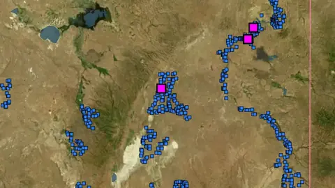 Stream Concentrate Geochemistry in Oregon, drawn over satellite imagery