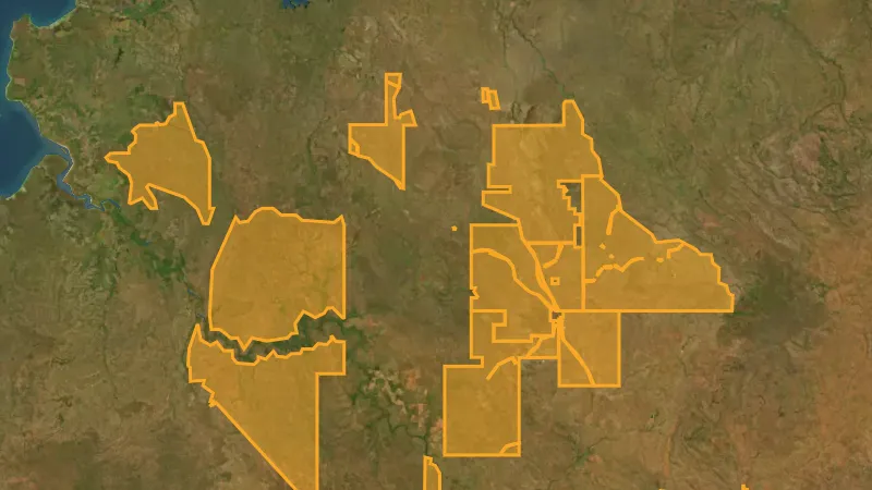 NT Claims in Queensland, drawn over satellite imagery