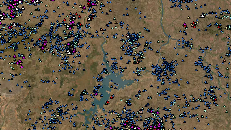 Rock Chips in Queensland, drawn over satellite imagery