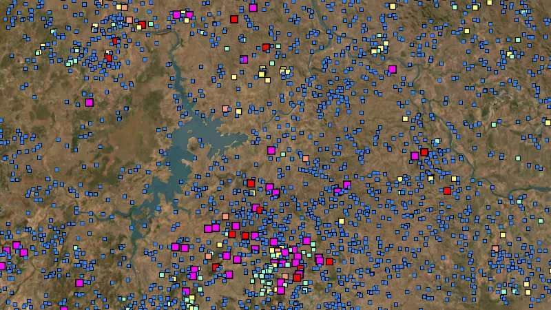 Streams in Queensland, drawn over satellite imagery