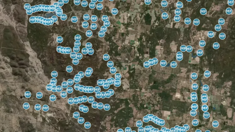 Historic Mineral Freehold Application in Queensland, drawn over satellite imagery