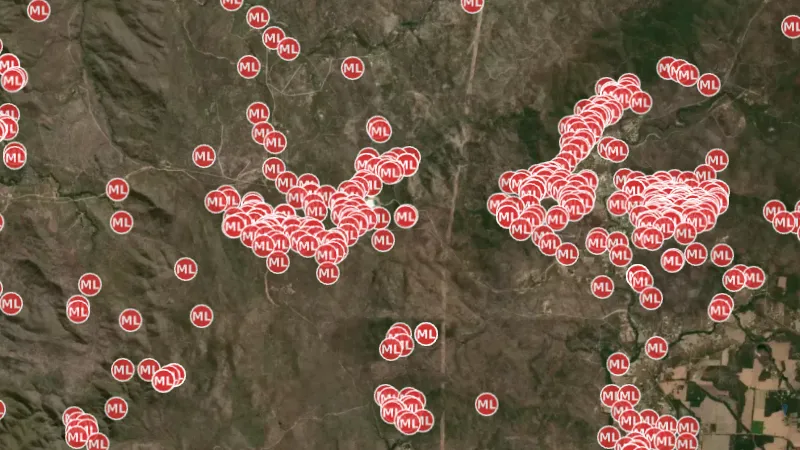 Historic ML Granted in Queensland, drawn over satellite imagery
