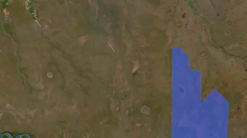 Historic Mining Lease Surface Area in Queensland, drawn over satellite imagery