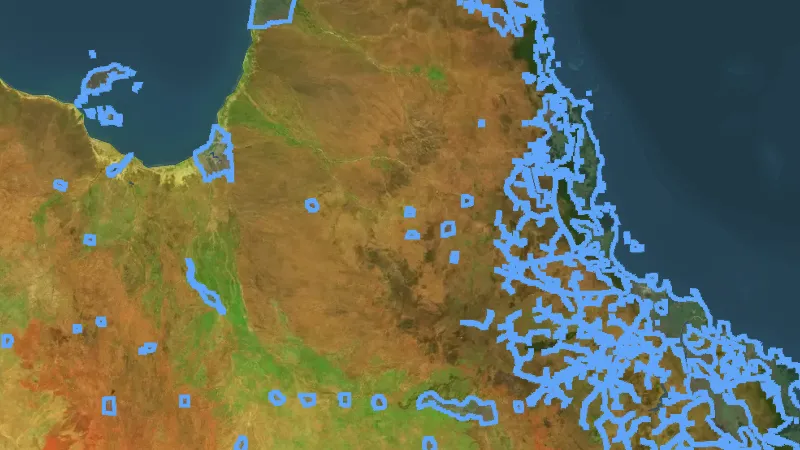 Coverage Areas in Queensland, drawn over satellite imagery