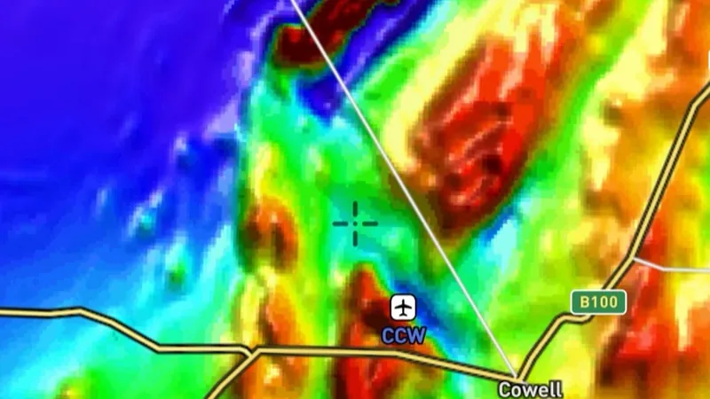 Total Magnetic Intensity (RTP) in the Detector Maps app, South Australia